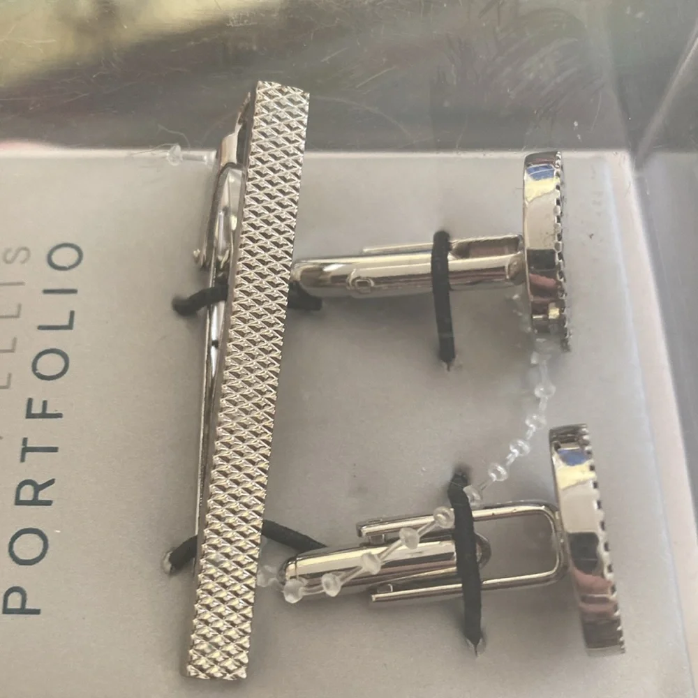Perry Ellis Portfolio Cufflinks and Tie Clip Set